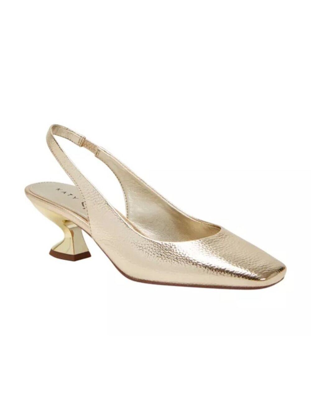Katy Perry The Laterr Gold Metallic Square Toe Slingback Pumps Dressy Size 8